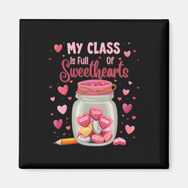 Aimant Professeur de pot à bonbons de la Saint-Valentin  (Devant)