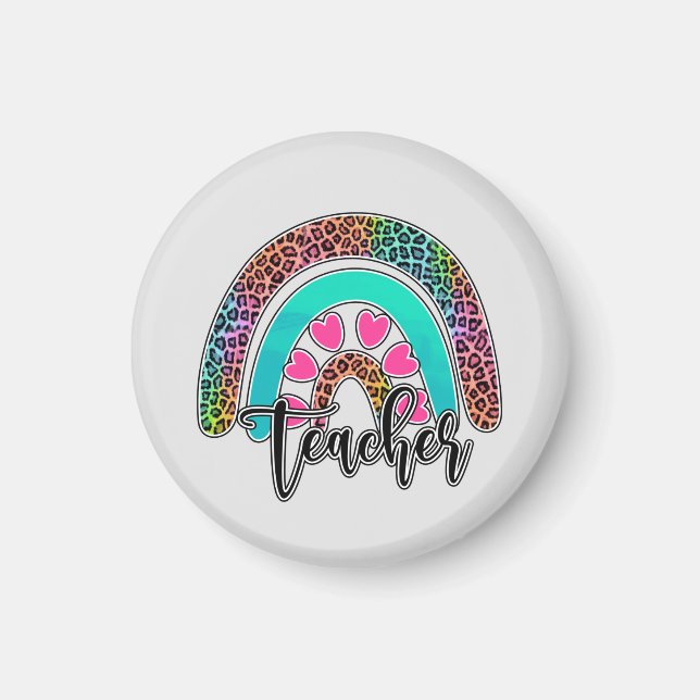 Aimant Professeur Rainbow - Empreinte de léopard coloré (Devant)