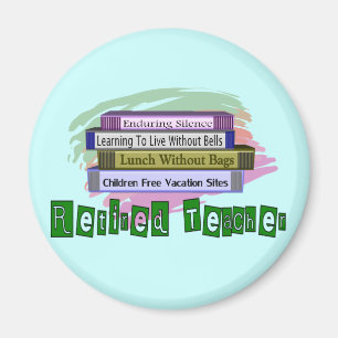 Aimant Professeur retraité (Funny Stack of Books Design)