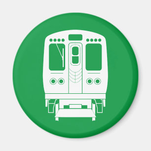 Aimant Profil de White Chicago "L" sur Green Arrière - pl