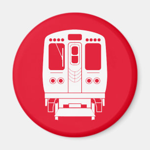 Aimant Profil de White Chicago "L" sur Red Arrière - plan
