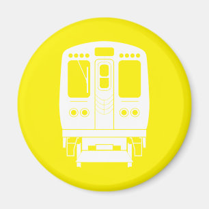 Aimant Profil de White Chicago "L" sur Yellow Arrière - p
