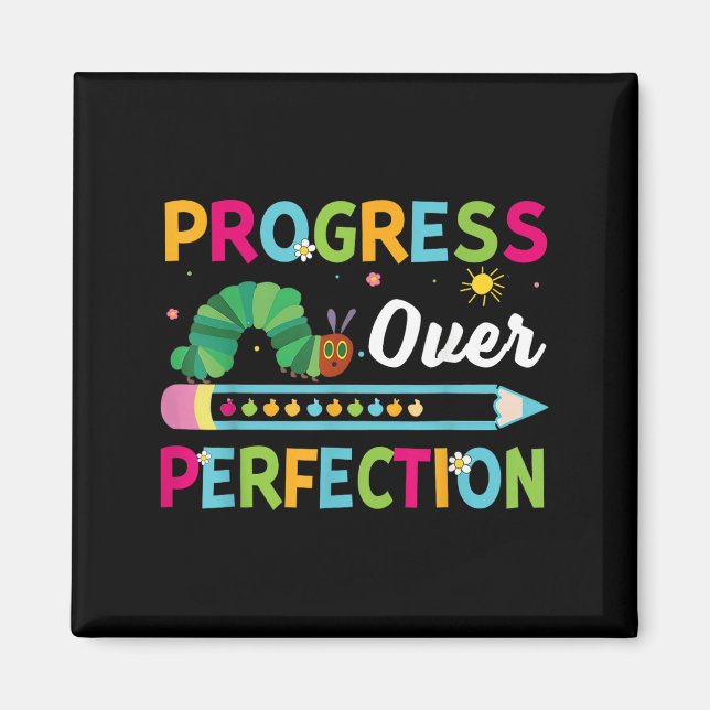 Aimant Progress Over Perfection Motivational Quote Studen (Devant)