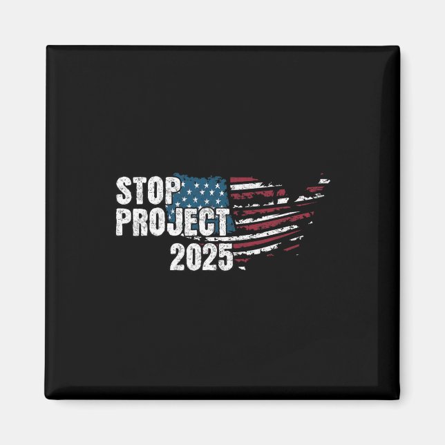 Aimant Projet 2025 contre Trump drapeau américain (Devant)