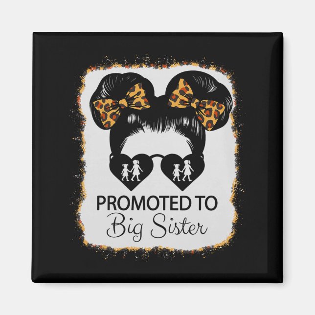 Aimant Promoted To Big Sister Leopard Girl Baby Announcem (Devant)