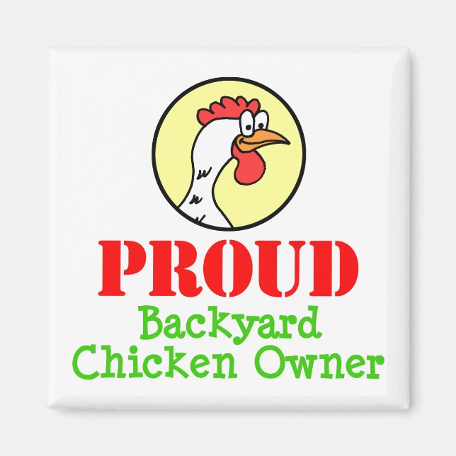 Aimant Propriétaire de poulet de basse-cour fier (Devant)