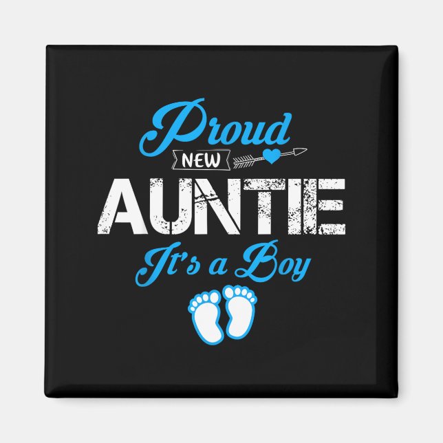 Aimant Proud New Auntie It's A Boy Gender Reveal Funny Fa (Devant)