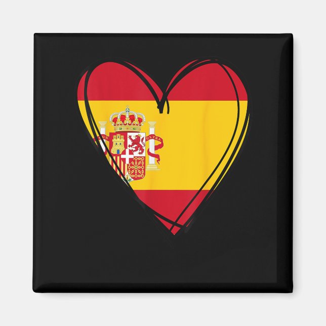 Aimant Proud Spanish Boy Girl Aunt Dad Mom Spain Flag Hea (Devant)