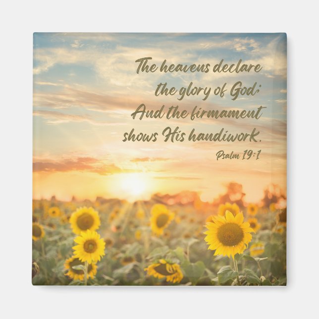 Aimant Psalm 19:1 NKJV Sunflower and Sunrise Bible Verse (Devant)
