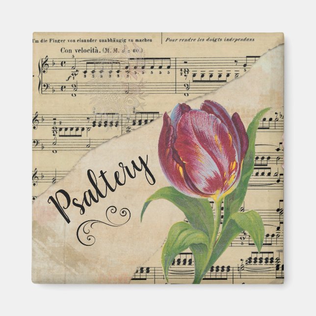 Aimant Psaltery Elegant Tulip Partition Vintage (Devant)