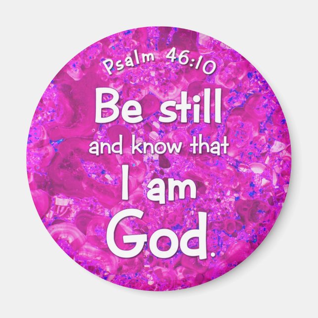 Aimant Psaume 46:10 Be Still & Know Pink Bible Verse Cita (Devant)