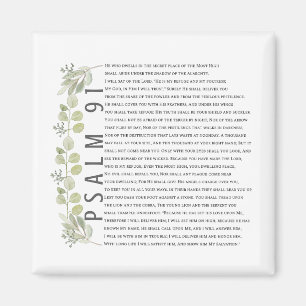 Aimant Psaume 91 Aquarelle douce moderne Verdure Bible