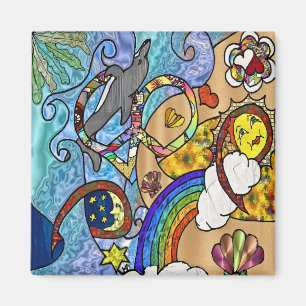 Aimant Psychédélique des années 60 rétro à la plage Vêtem