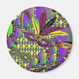 Aimant Psychédélique Mardi Gras Plumes Masques Cadeaux Vê