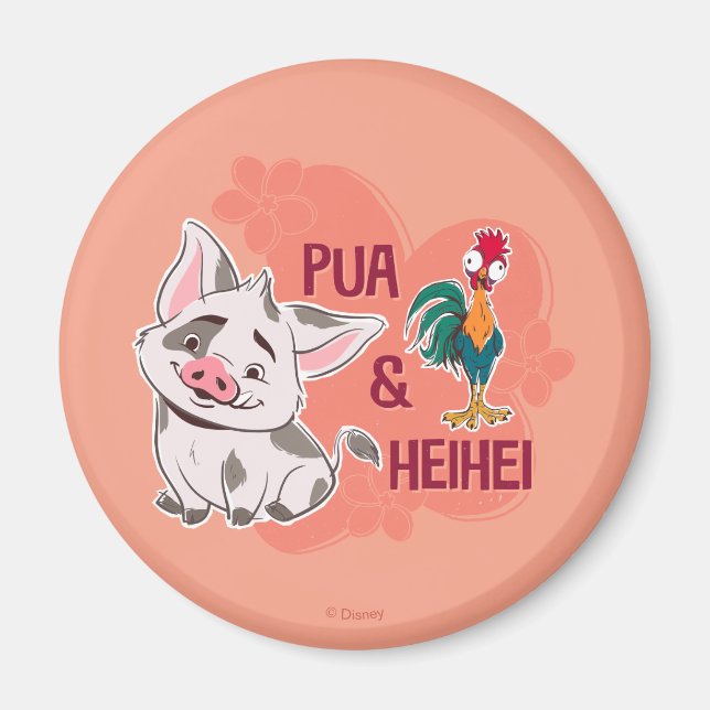 Aimant Pua & Heihei Nom floral Graphique (Devant)
