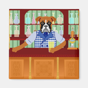 Aimant Pub de bière de chien de boxeur