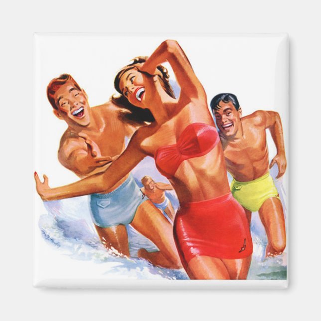 Aimant publicitaire de maillot de bain rétro (Devant)