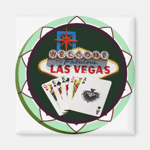 Aimant Puce de poker de Las Vegas Sign and Two