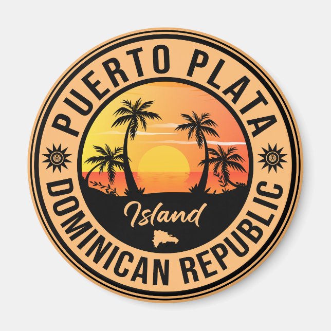 Aimant Puerto Plata République Dominicaine Retro Sunset (Devant)