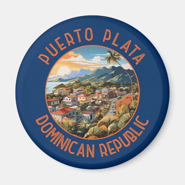 Aimant Puerto Plata République Dominicaine Sunset Retro (Devant)
