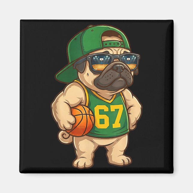 Aimant Pug Basketball Dog 67 Gen Alpha Slang Srts Men Boy (Devant)