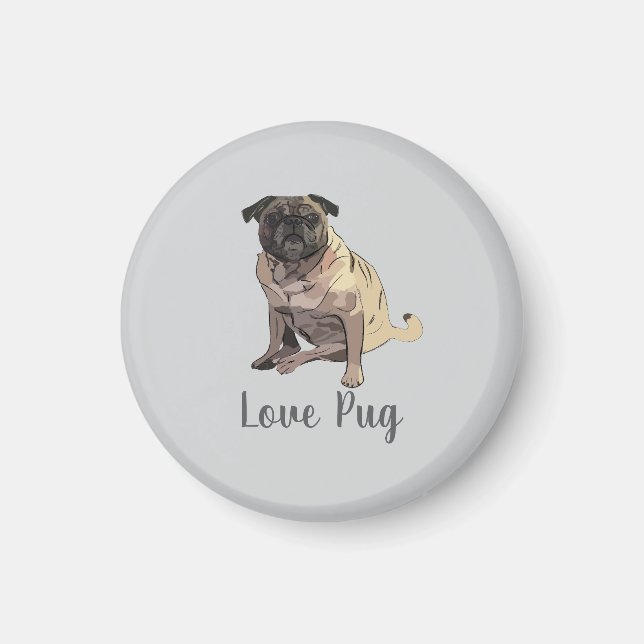 Aimant Pug d'amour (Devant)