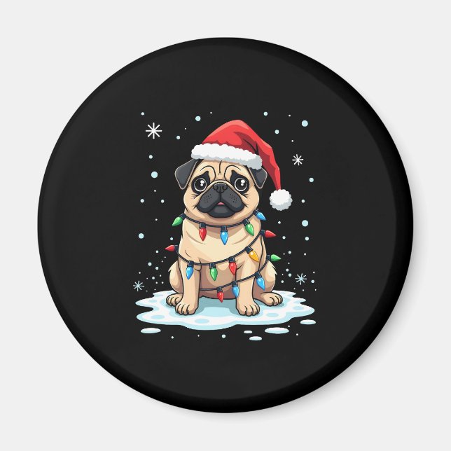 Aimant Pug Dog Christmas Men Women (2) (Devant)