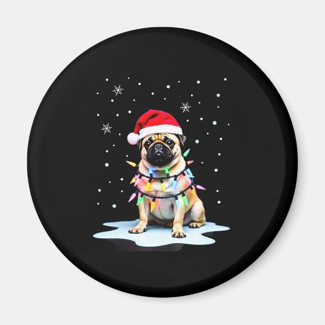 Aimant Pug Dog Christmas Men Women (3) (Devant)