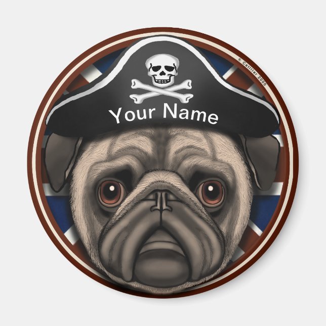 Aimant Pug Pirate (Devant)