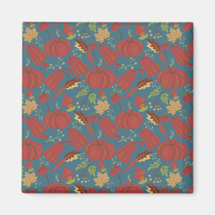 Aimant Pumpkin and carrot seamless pattern red and blue