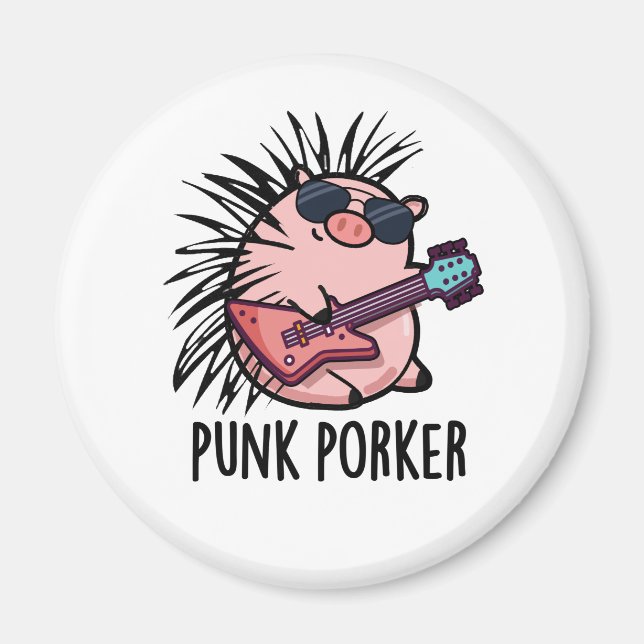 Aimant Punk Porker Funny Punk Rocker Pig Pun (Devant)