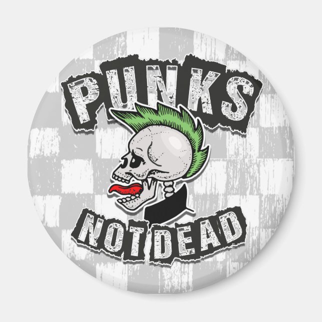 Aimant Punks pas mort crâne Mohawk Punk Rock Rocker (Devant)