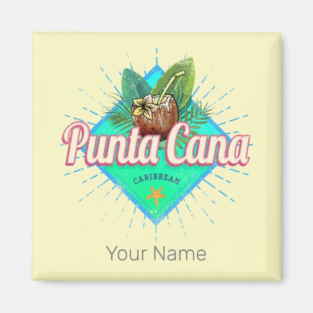Aimant Punta Cana Caraïbes République Dominicaine Retro (Devant)