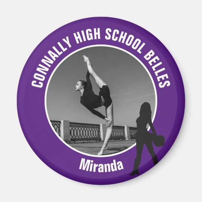 Aimant Purple Drill Team Photo High School Dancer (Devant)