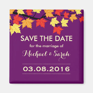Aimant Purple Enregistrer La Date Maple Automne Mariage M