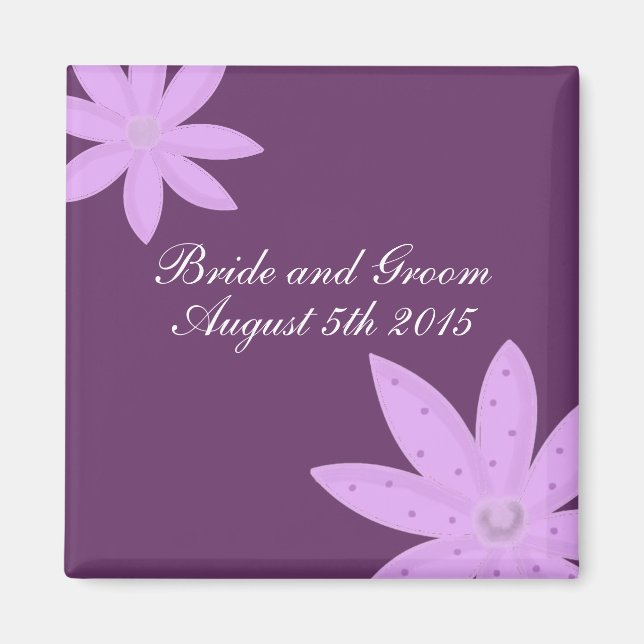 Aimant Purple Flower Enregistrer la date (Devant)