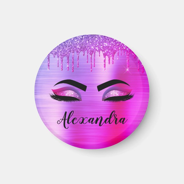 Aimant Purple Glitter Sparkle Eyelashes Monogram (Devant)