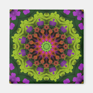 Aimant Purple Green : Art Mandala géométrique