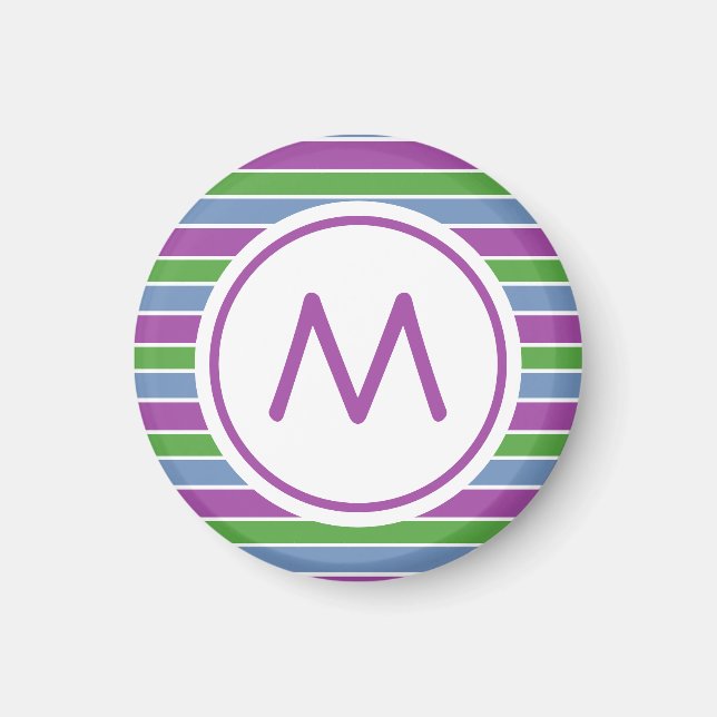 Aimant Purple Green Blue Striped Monogram (Devant)