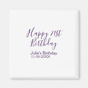 Aimant Purple heureux 21e anniversaire nom date Porte - c