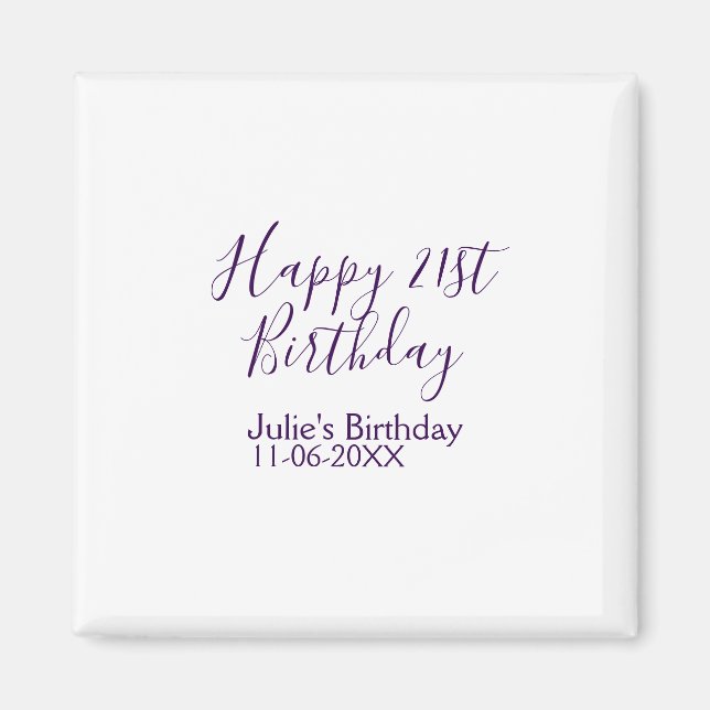 Aimant Purple heureux 21e anniversaire nom date Porte - c (Devant)