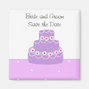 Aimant Purple Mariage gâteau Enregistrer la date