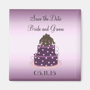 Aimant Purple Mariage gâteau Enregistrer la date
