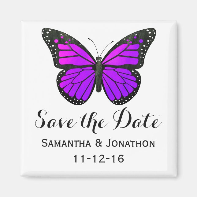 Aimant Purple Monarch Butterfly Wedding Enregistrer la da (Devant)
