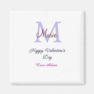 Aimant Purple pastel happy Valentine's day pink monogram 
