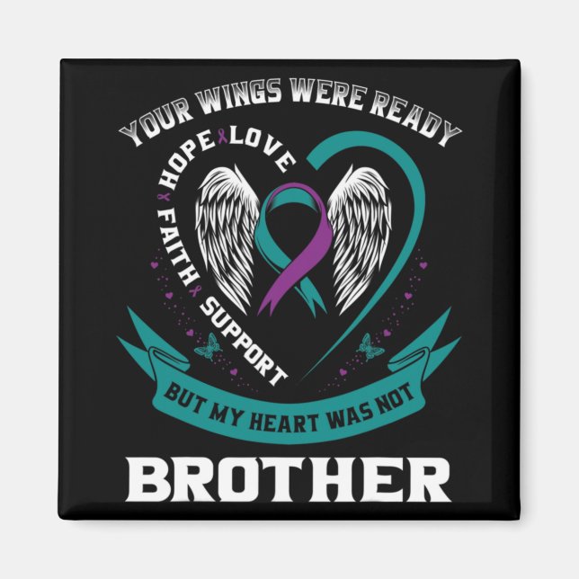 Aimant Purple Ribbon Wing Suicide Awareness Prevention Br (Devant)