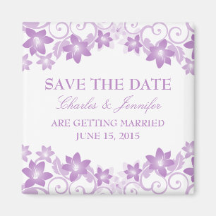 Aimant Purple Simple Floral Enregistrer l'aimant Date