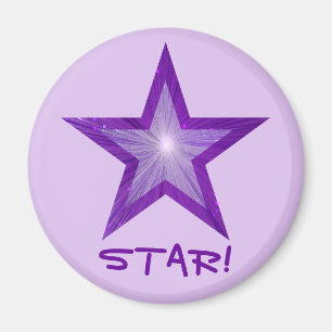 Aimant Purple Star réfrigérateur 'STAR!' rond violet pâle