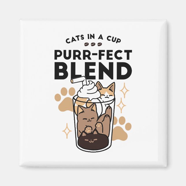 Aimant Purr-fect Blend : Cat and Coffee Art for Pet Lover (Devant)