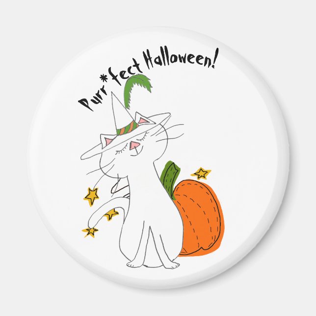 Aimant Purr*fect Chat Citrouille Halloween (Devant)